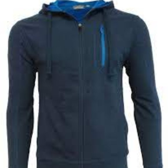 Eddie Bauer Men's Hooded Full Zip Jacket Navy/Ascent Blue New With Tags Size Med